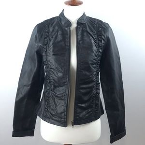 Stella Starr Black Vegan Leather Full Zip Jacket NWT Size L